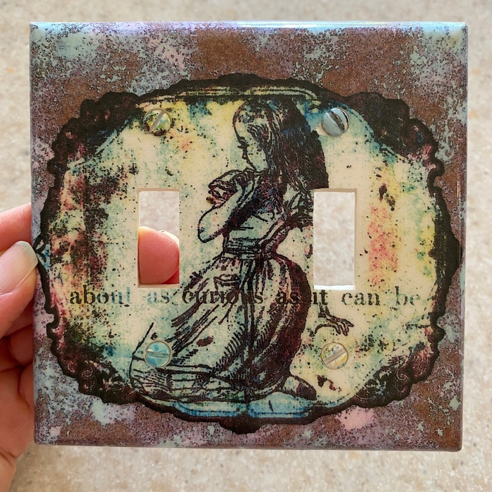 Alice in Wonderland custom double switch plate, Great for kids room or nursery